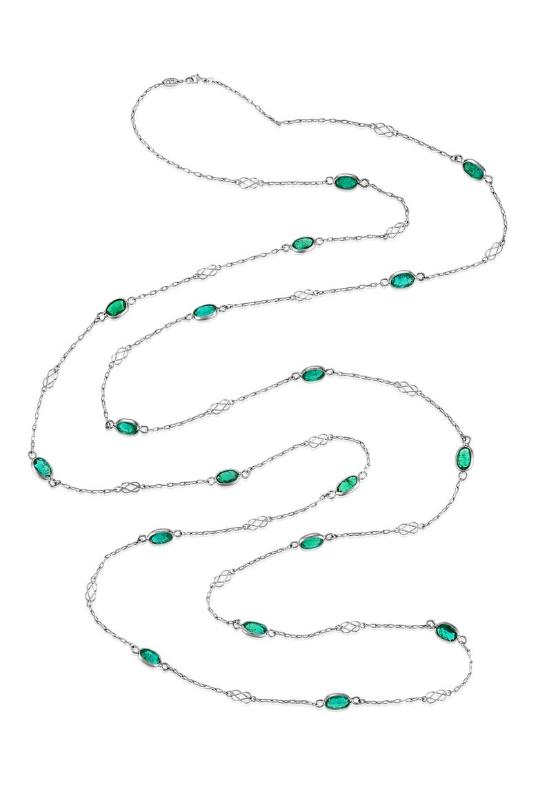 Emerald Gatsby Chain Necklace, Main, color, 18K WHITE GOLD
