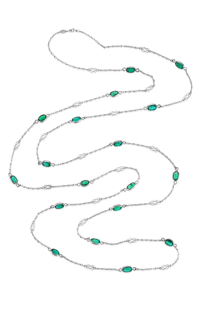 Mindi Mond Emerald Gatsby Chain Necklace, Main, color, 18K White Gold