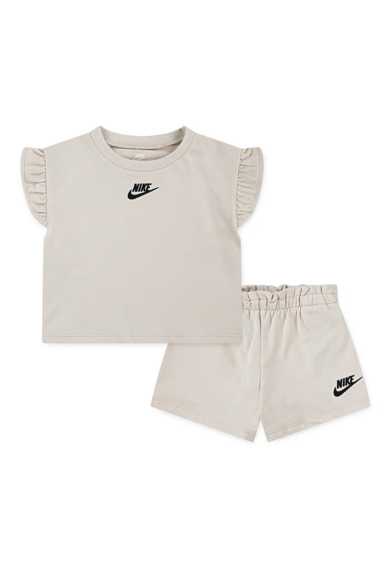 French Terry T-Shirt and Shorts Set, Main, color, LIGHT OREWOOD BROWN