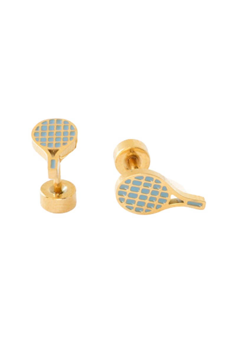 Tennis Racquet Stud Earring, Main, color, Gold