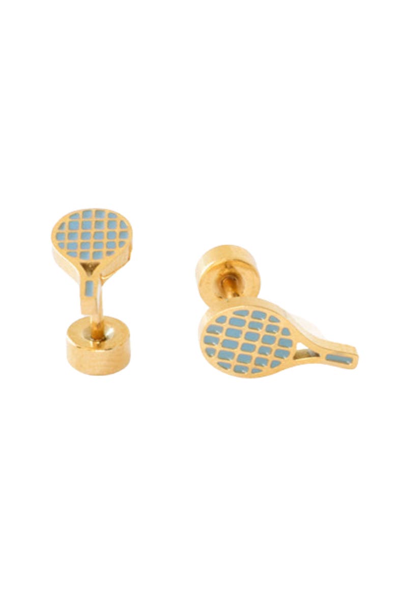Pip Pop Tennis Racquet Stud Earring, Main, color, Gold
