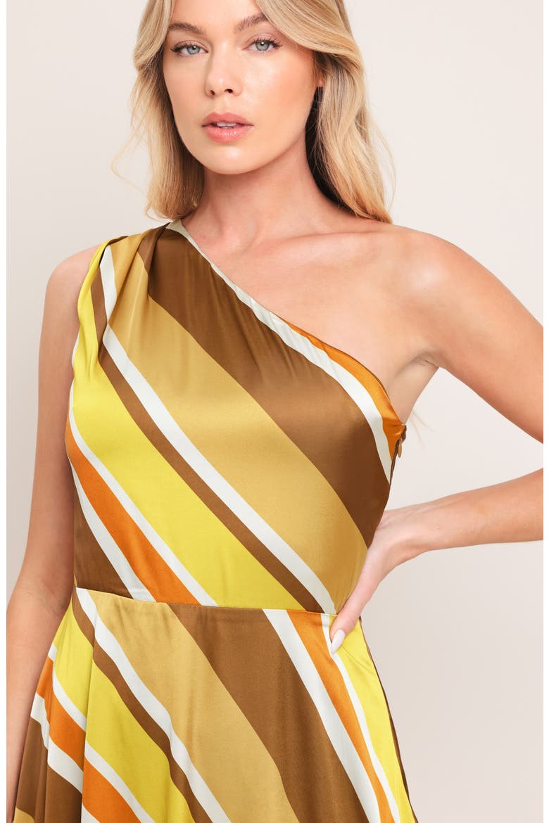 Print Midi Dress, Alternate, color, BROWN GOLD