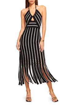 Ramy Brook Frida Stripe Halter Midi Dress