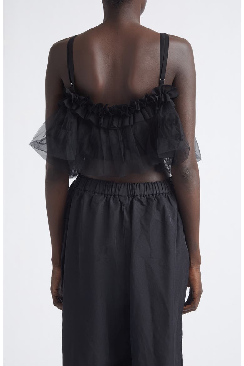 Ruffled Georgette & Tulle Crop Top, Alternate, color, BLACK