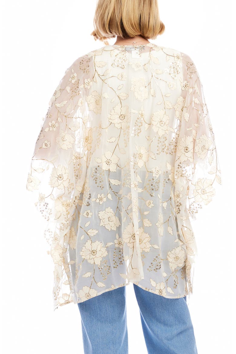 Embroidered Floral Open Front Jacket, Alternate, color, OFF WHITE