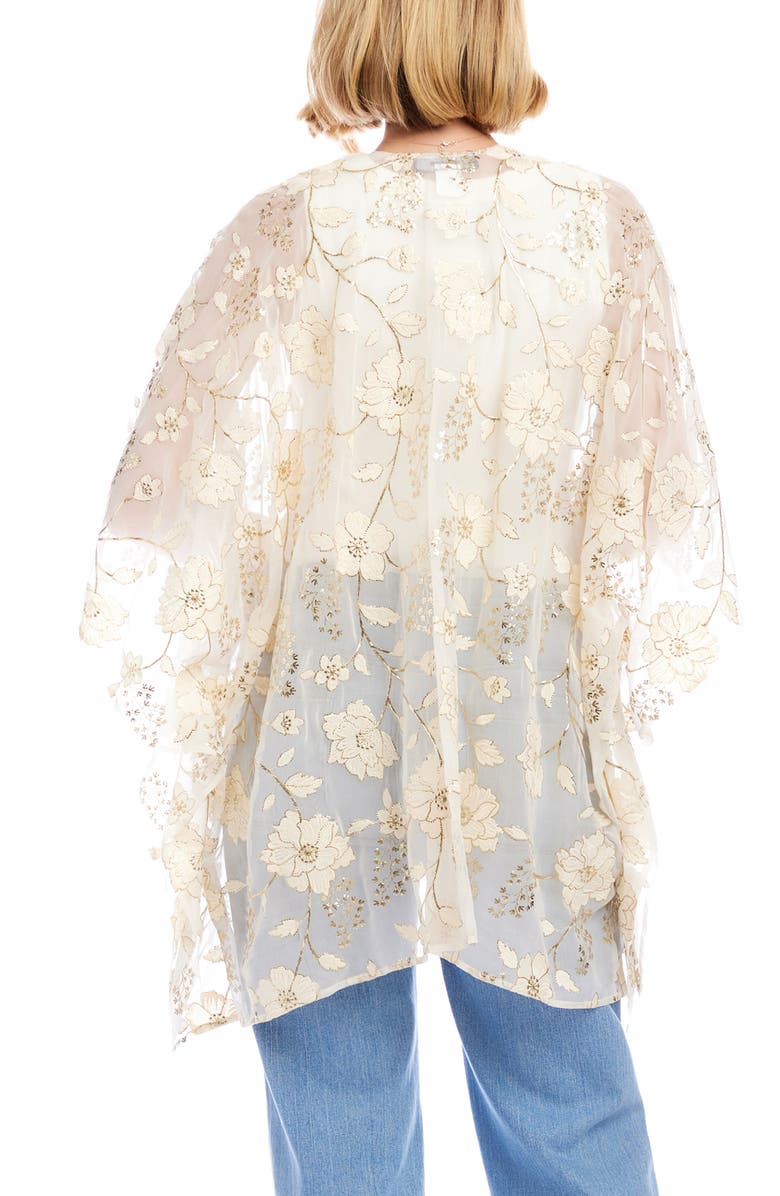 Karen Kane Embroidered Floral Open Front Jacket, Alternate, color, Off White