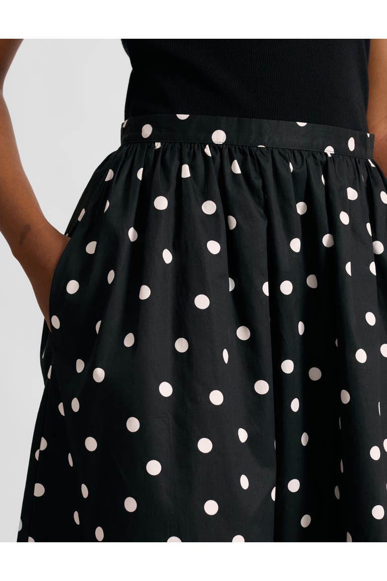 Polka Dot High-Waist Midi Skirt, Alternate, color, Black