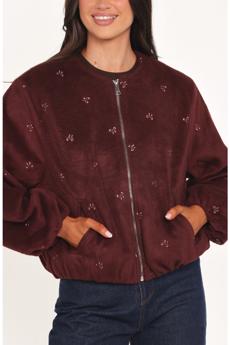 Marla Crop Bomber Jacket, Alternate, color, CHERRY