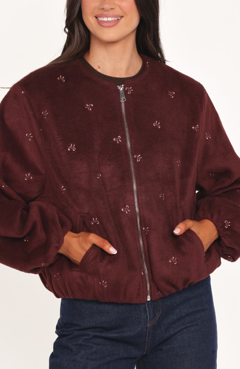 Petal & Pup Marla Crop Bomber Jacket, Alternate, color, Cherry