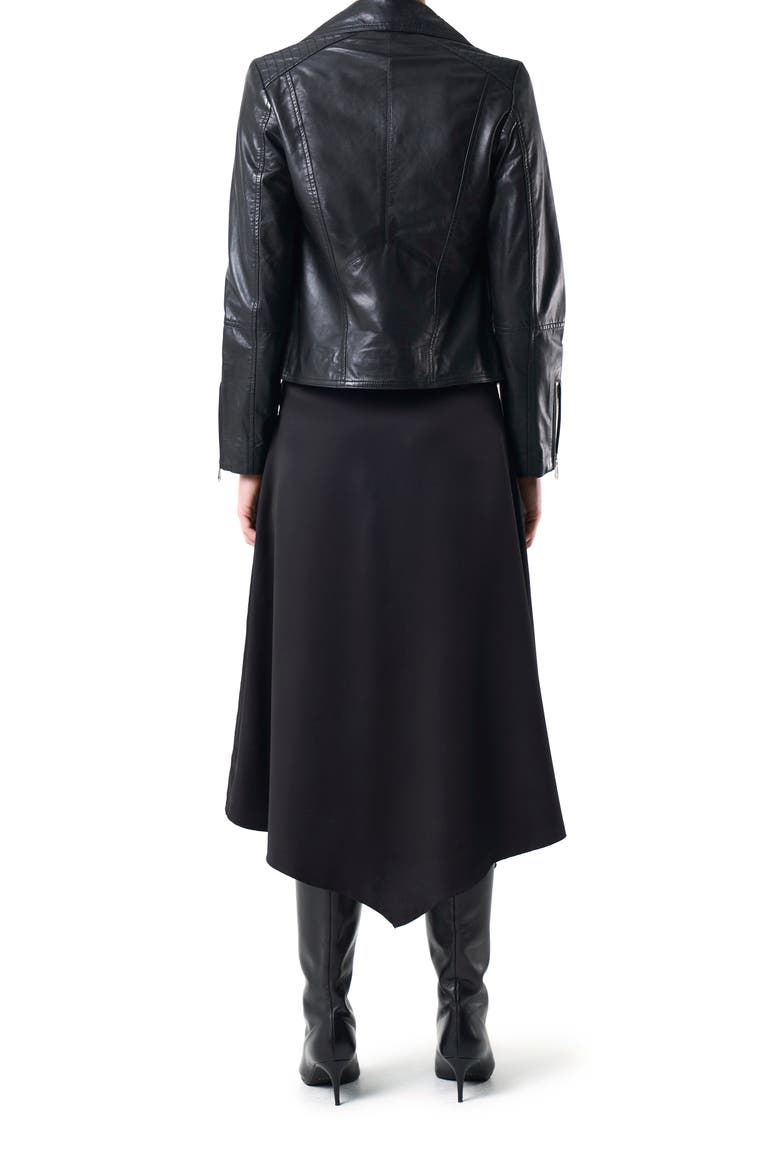 Island Leather Biker Jacket With Zippers, Alternate, color, Black
