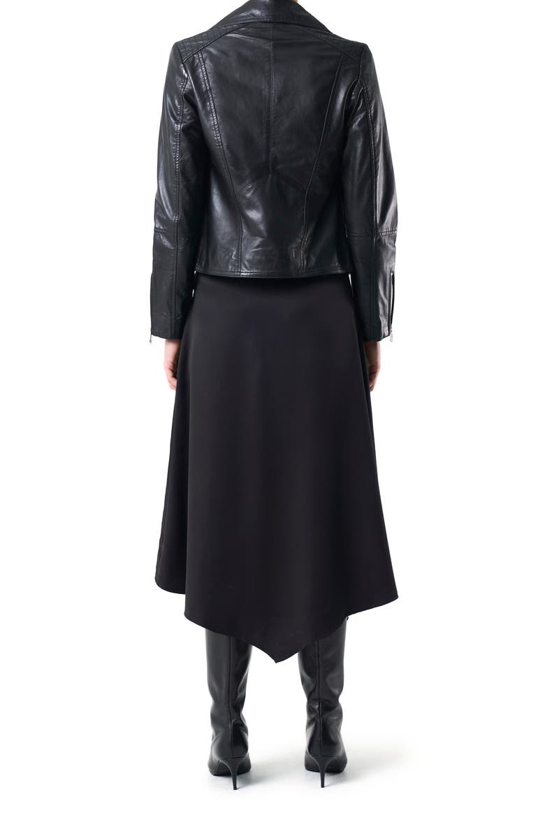 Velez Biker Leather Jacket With Epaulets, Alternate, color, Black