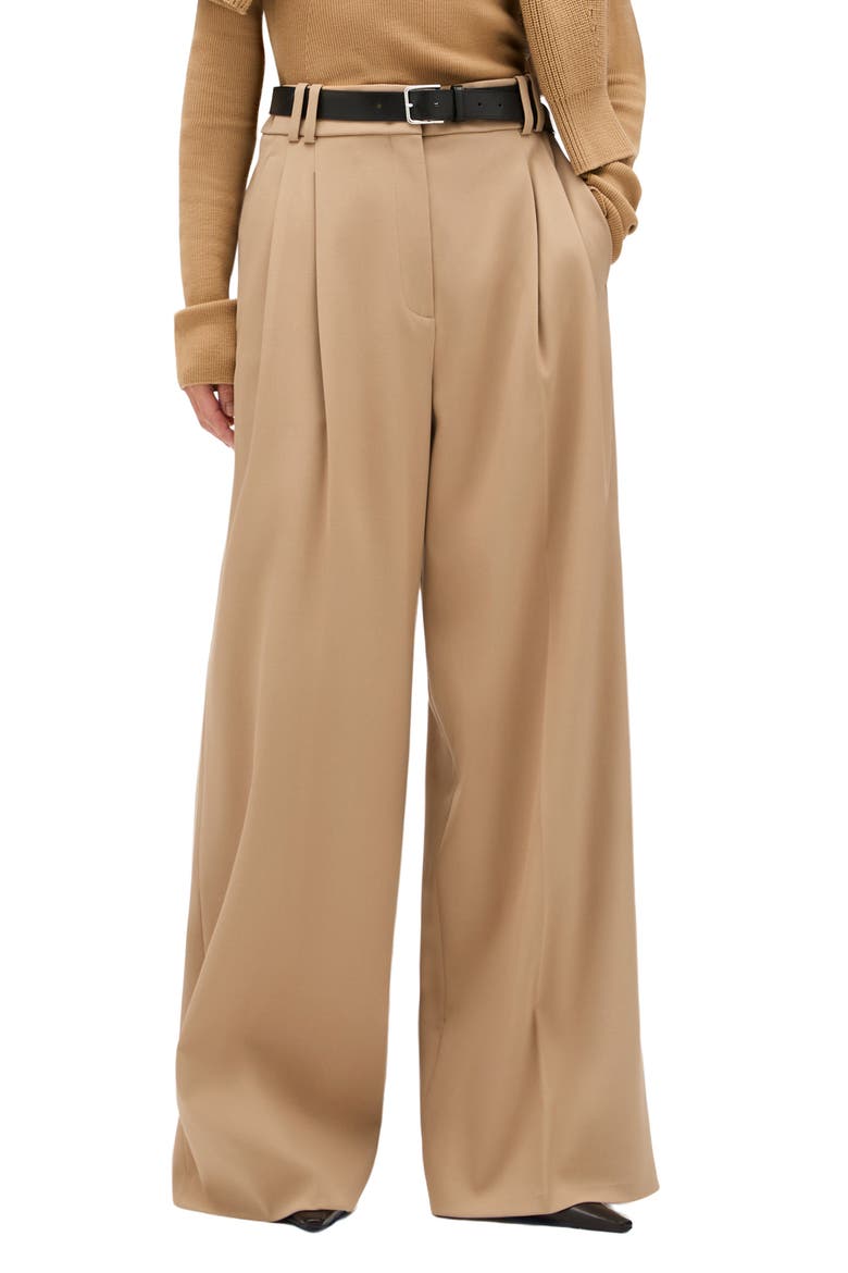 Twill Pleated Trouser, Main, color, Camel