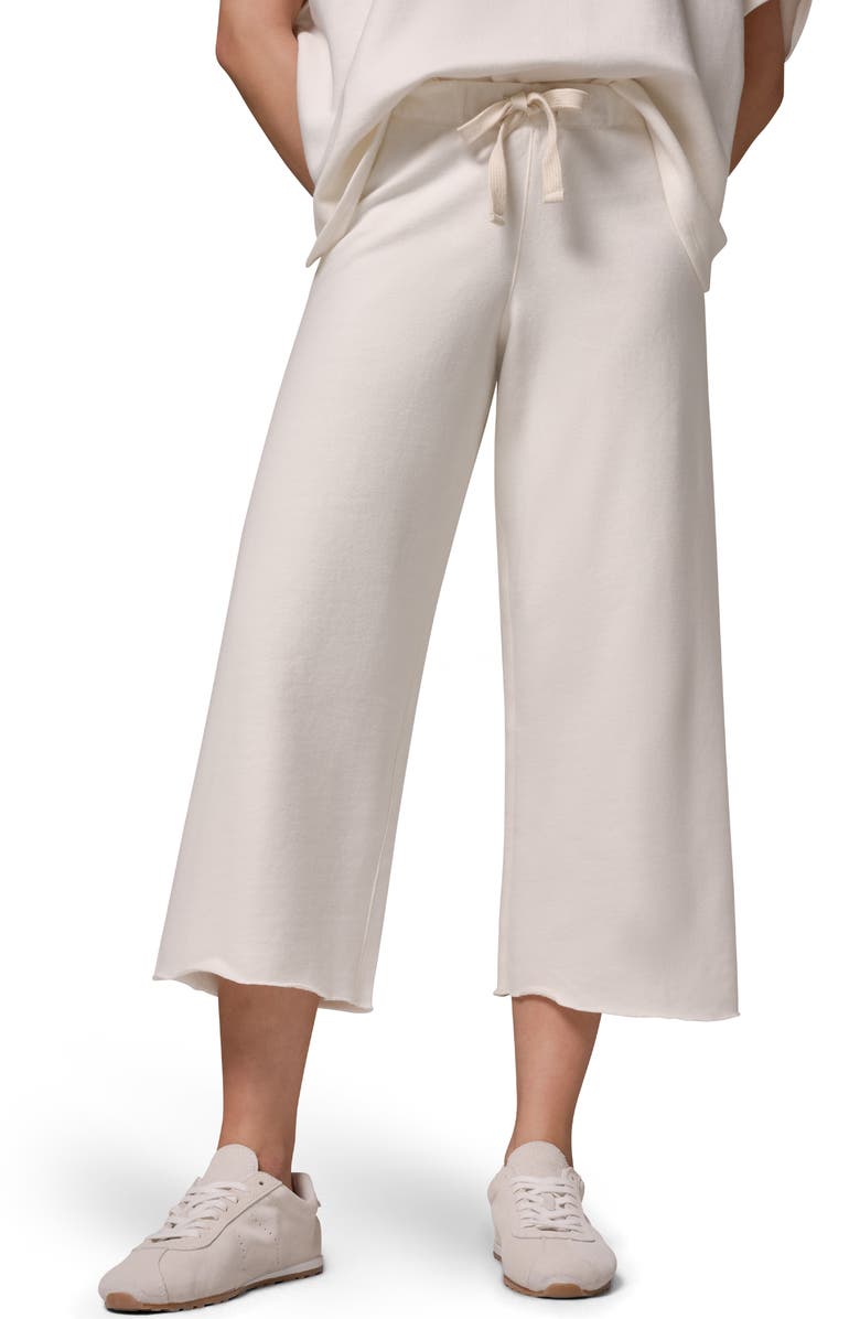 Donna Karan New York Cotton Terry Crop Drawstring Pants, Main, color, Cream