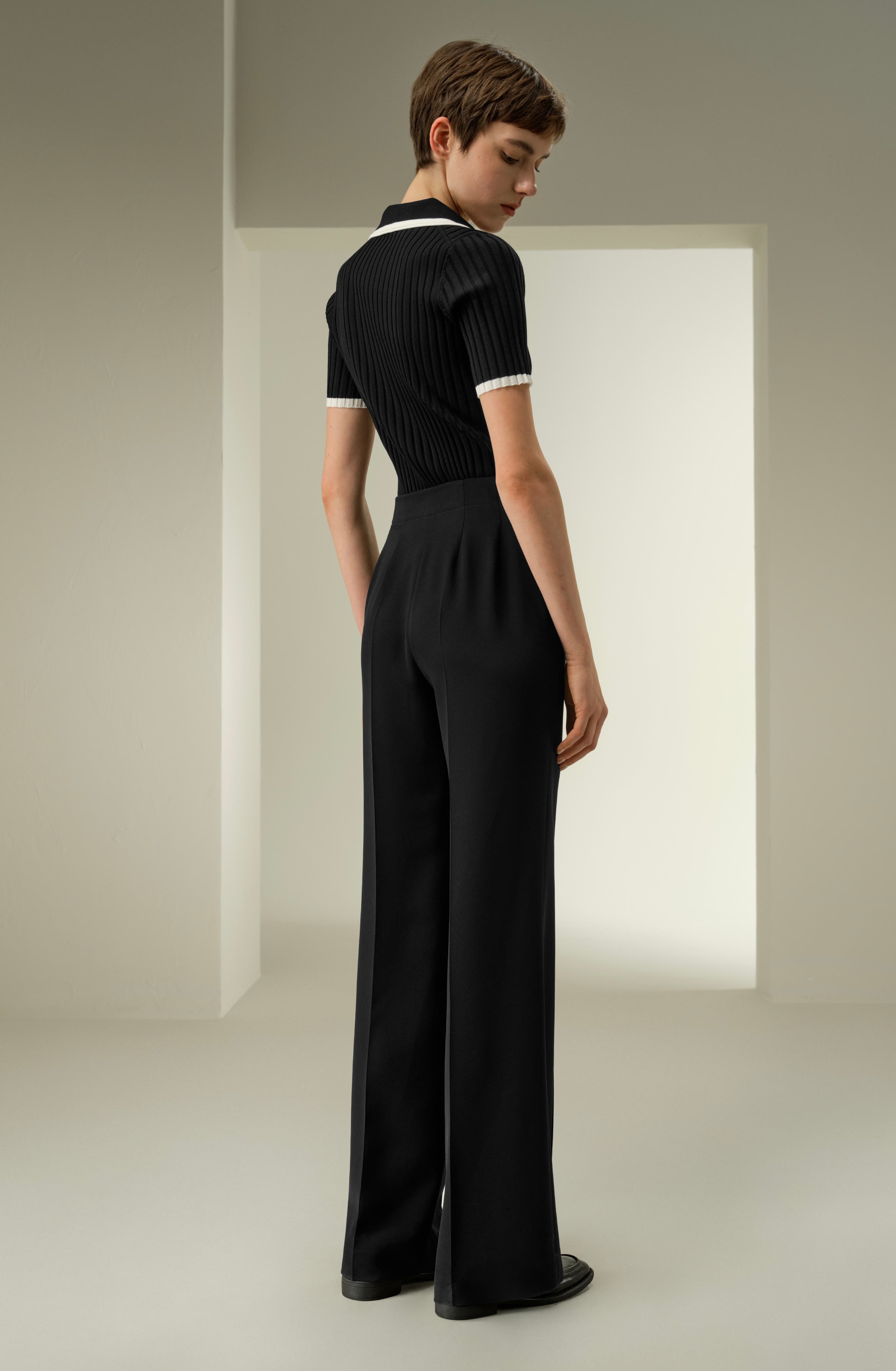 Minimalist Stretch Silk Crepe Pant - image 2