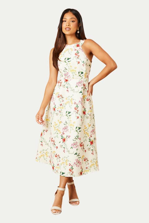 Petite Ottoman Twill Halter Midi Dress