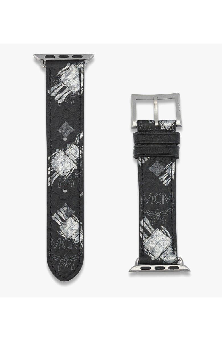 MCM 38-41mm Apple Watch Band in Rabot Rabot Visetos, Alternate, color, Black