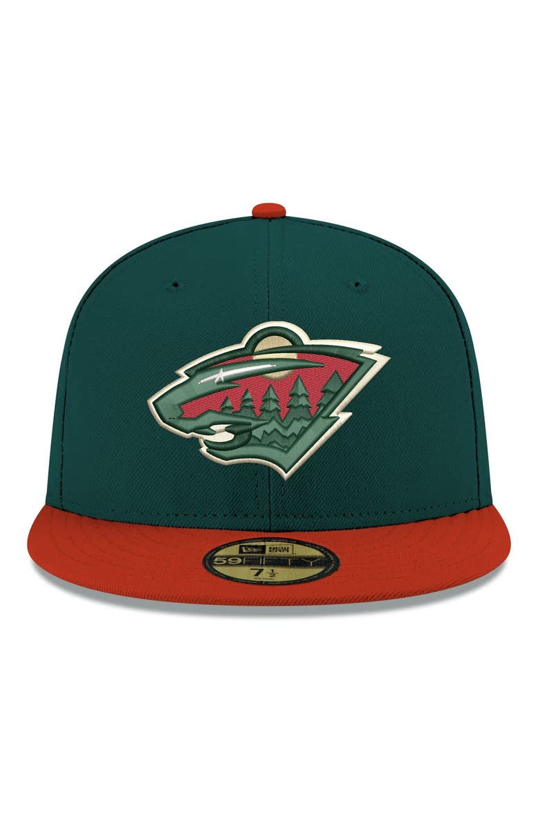 New Era Men's New Era  Green Minnesota Wild Core Logo Two-Tone 59FIFTY Fitted Hat, Alternate, color, Green