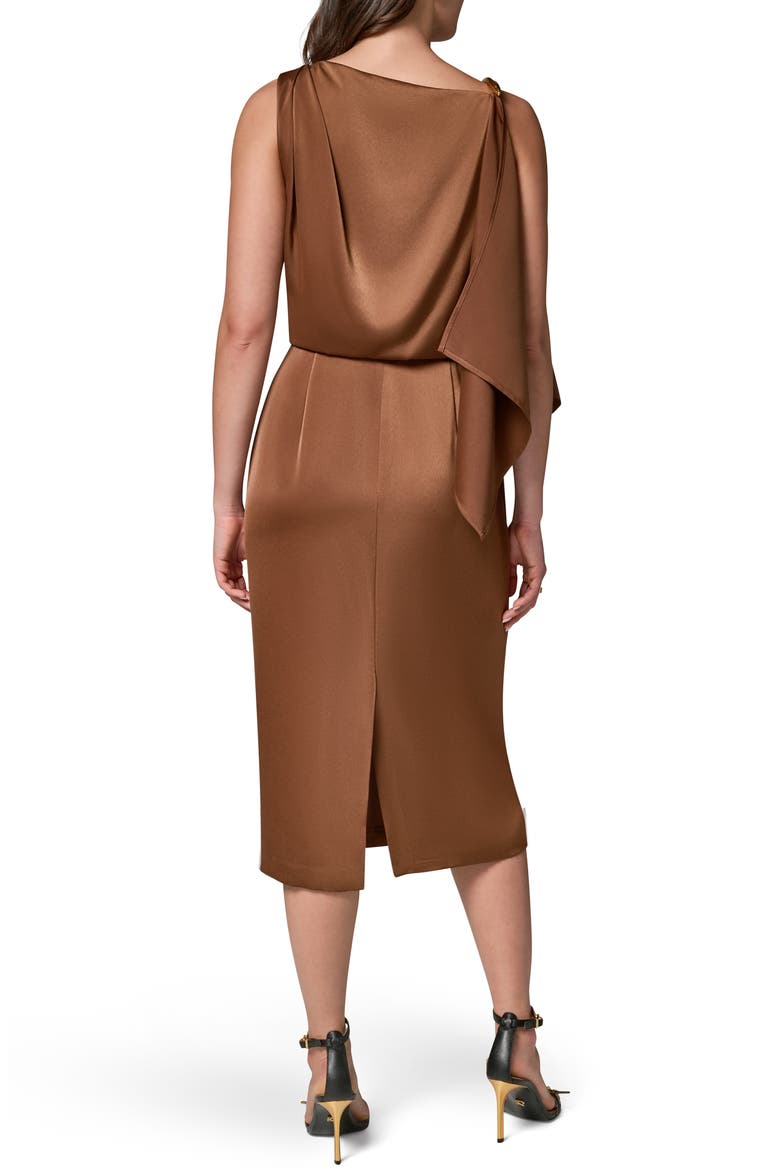 Drape Sheath Midi Dress, Alternate, color, RUSSET