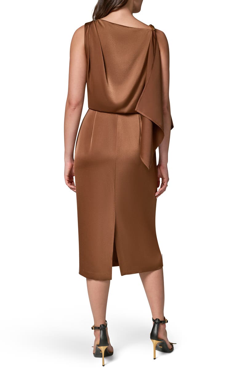 Donna Karan New York Drape Sheath Midi Dress, Alternate, color, Russet