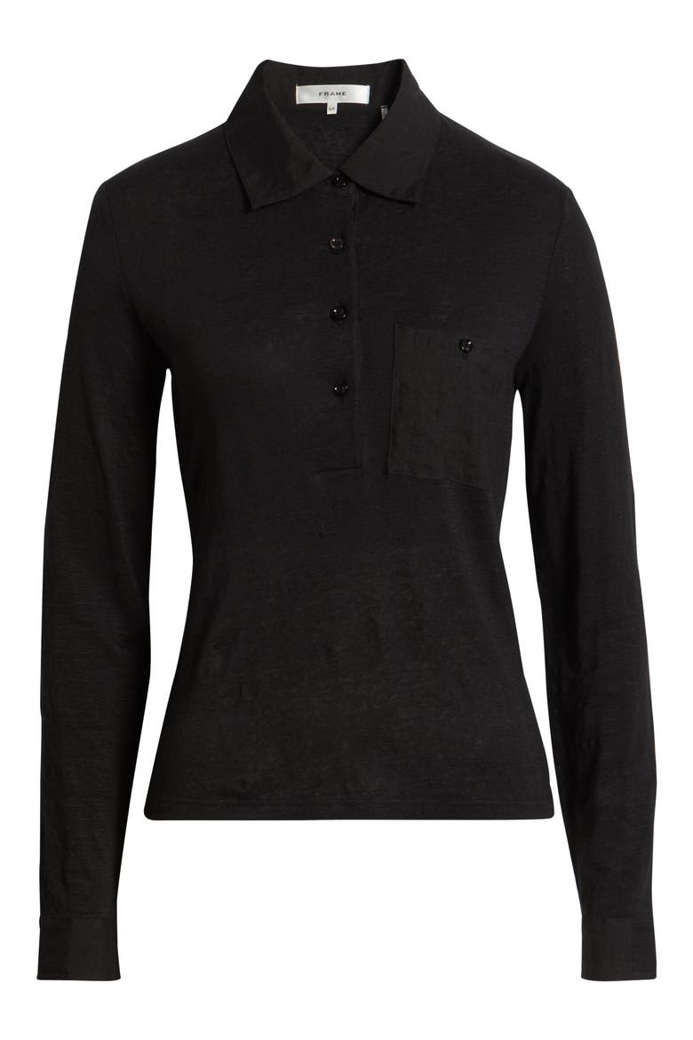 The Caddy Stretch Linen Polo, Alternate, color, BLACK