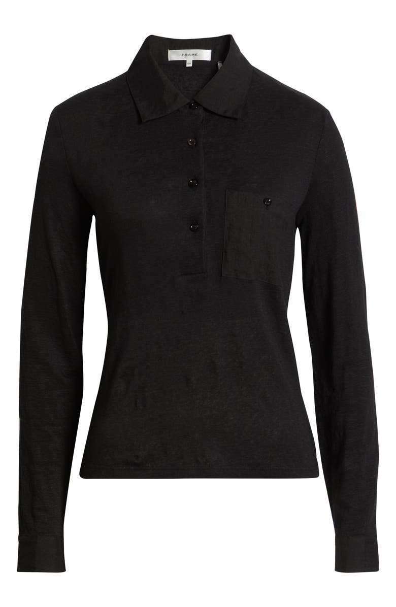 FRAME The Caddy Stretch Linen Polo, Alternate, color, Black