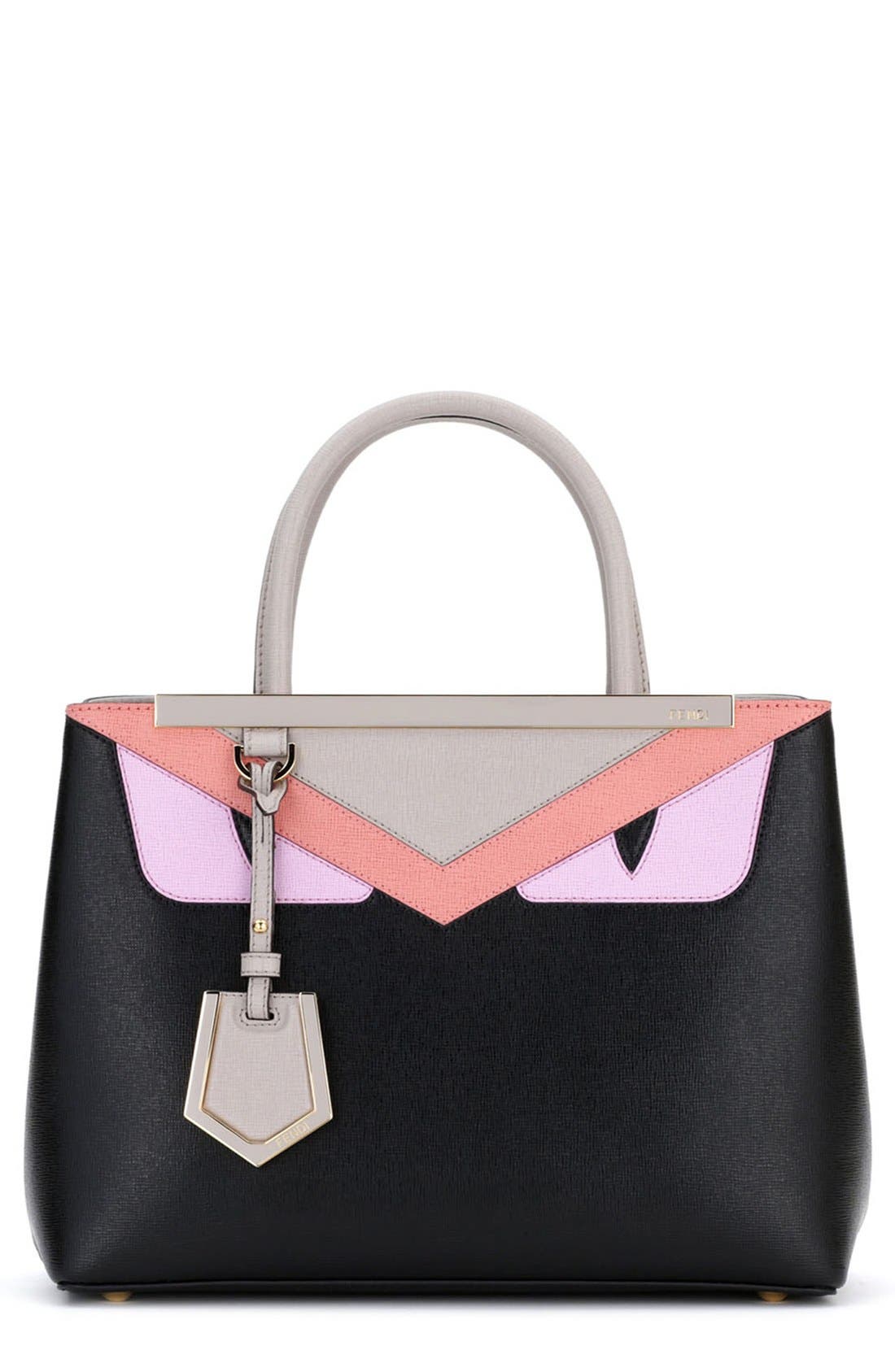 Fendi 'Petite 2Jours - Monster' Saffiano Leather Satchel, Main, color, 