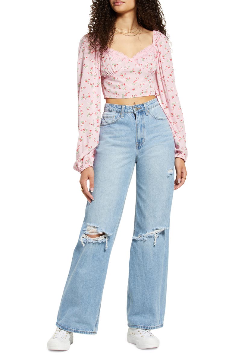 BP. Ripped Nonstretch Wide Leg Jeans, Alternate, color,