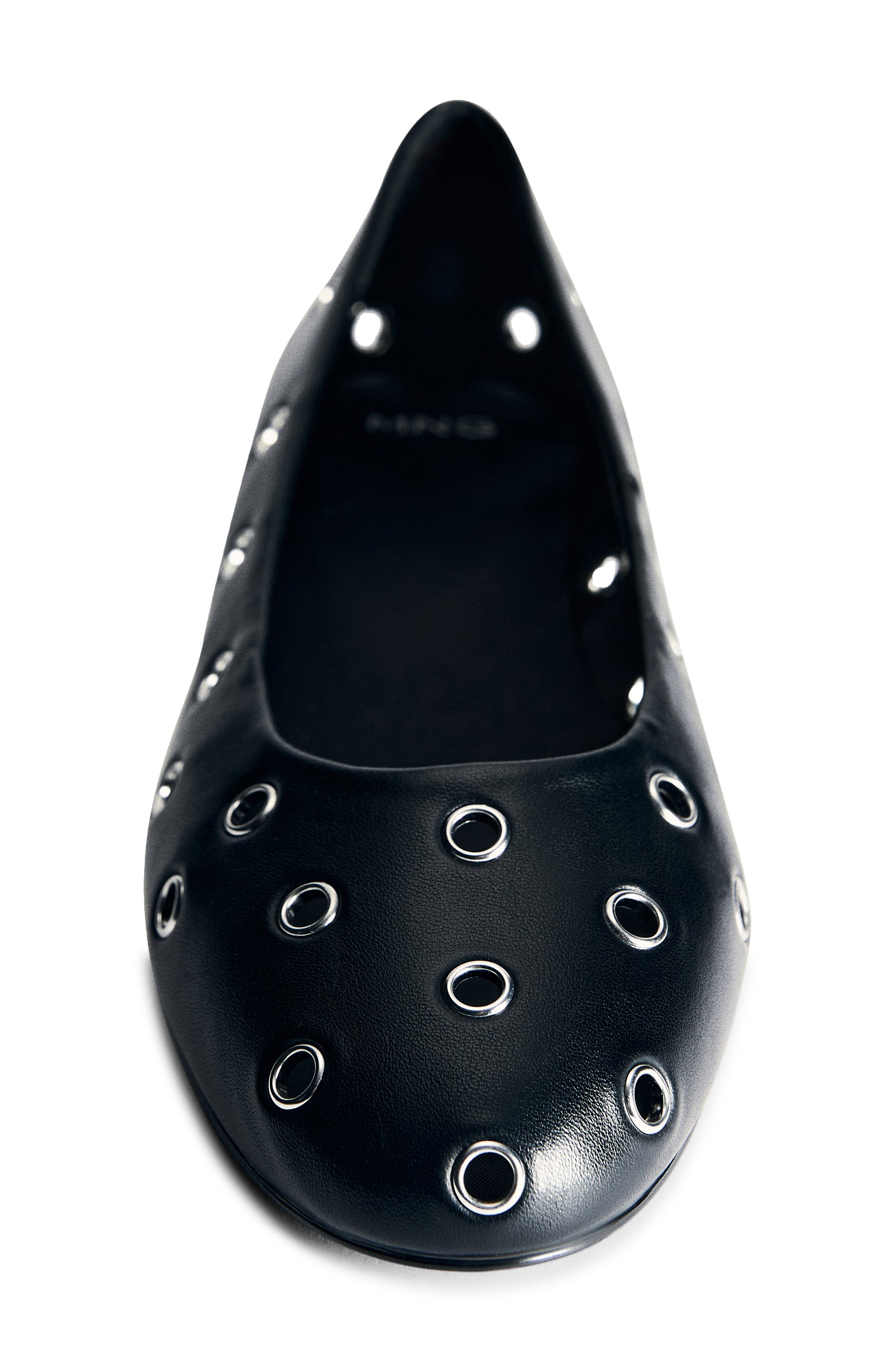 MANGO Grommet Ballet Flat, Alternate, color, Black