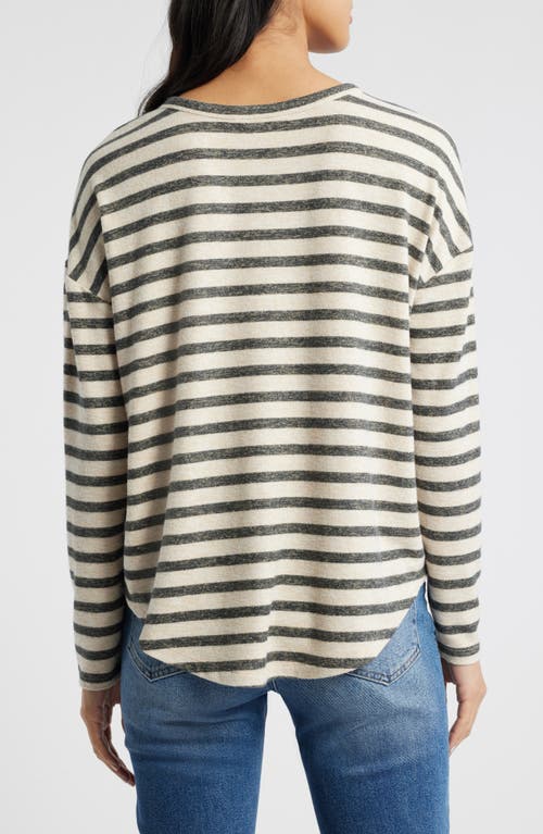 Lucky Brand Stripe Crewneck Knit Shirt In Natural St