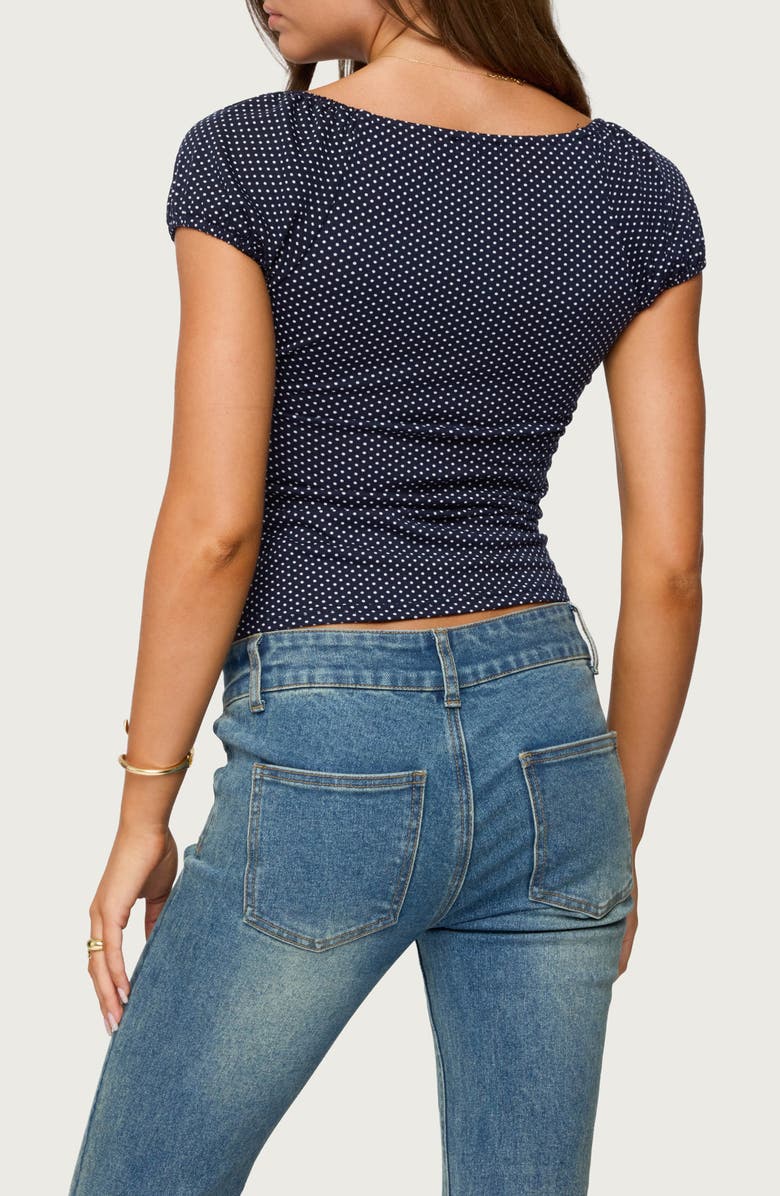 EDIKTED Stefania Polka Dot Top, Alternate, color, Navy