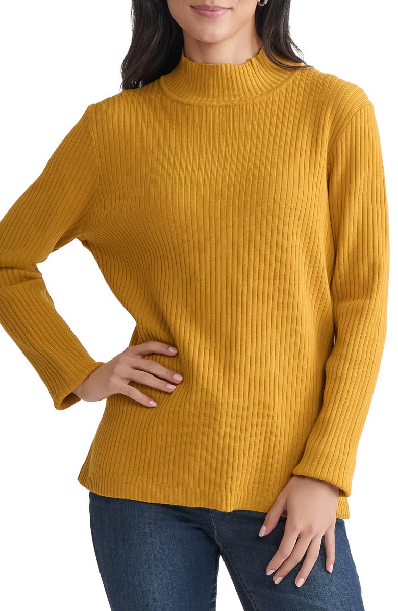 Jones New York Rib Mock Neck Sweater, Main, color, Jonagold