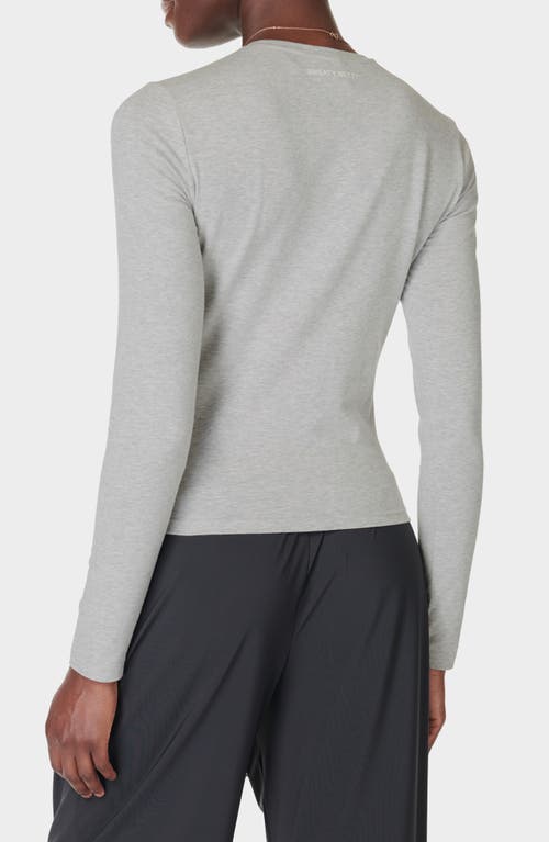 Sweaty Betty Essential Sculpt Long Sleeve Tee In Light Grey Marl