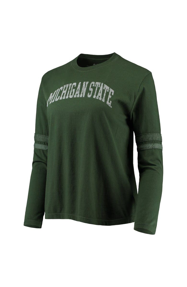 Retro Brand Women's Original Retro Brand Green Michigan State Spartans Vault Vintage Stripe Long Sleeve T-Shirt, Alternate, color, 
