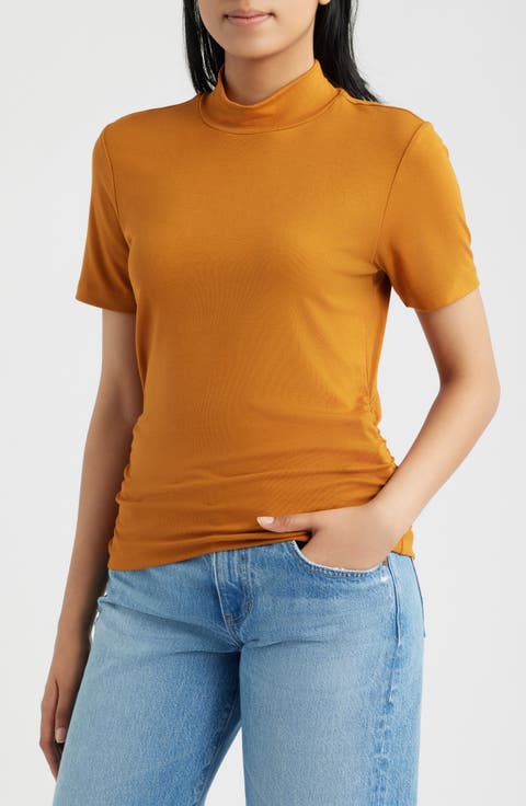 Short Sleeve Mock Neck Top