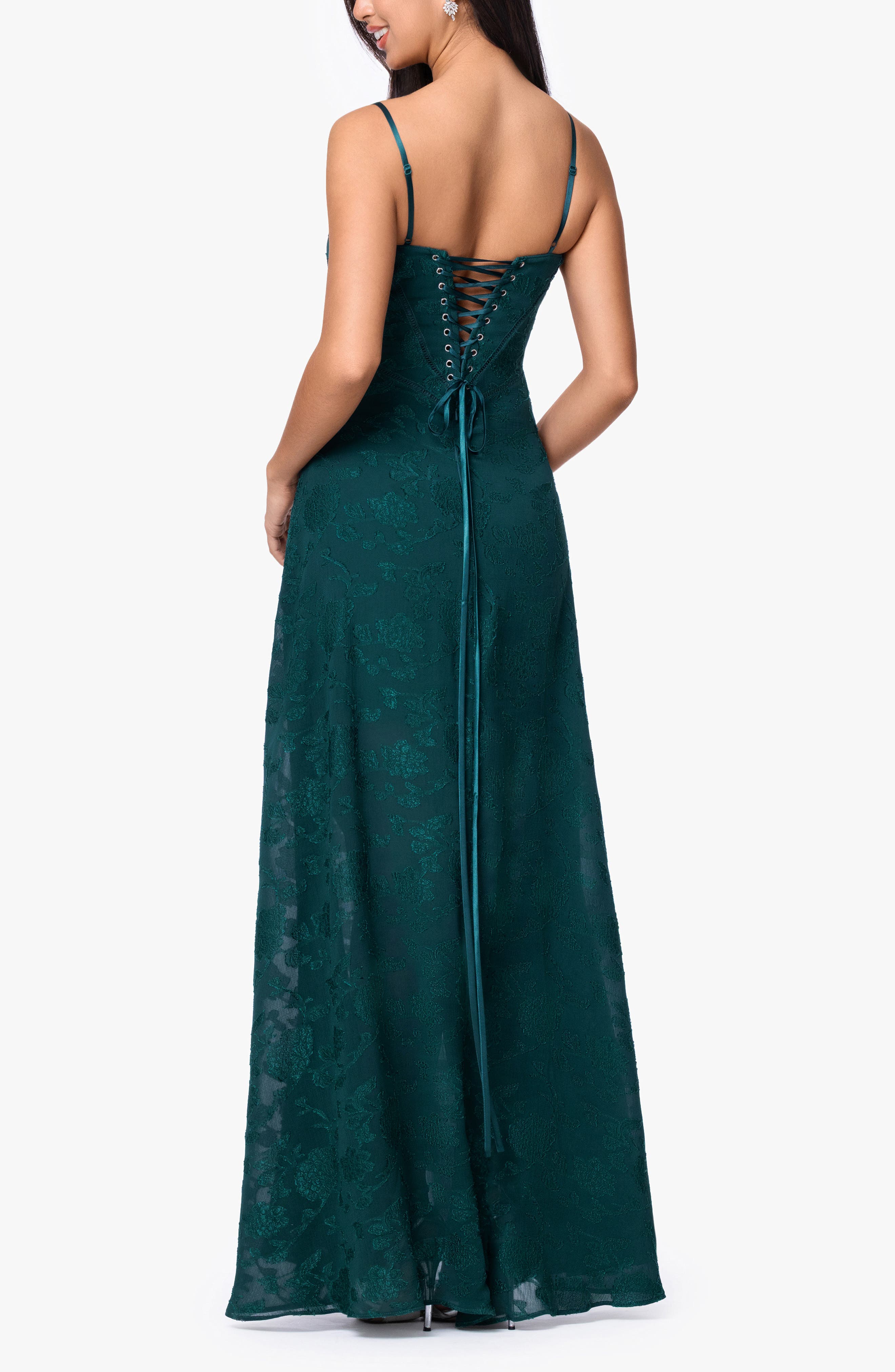 Floral Jacquard Chiffon Gown - image 2