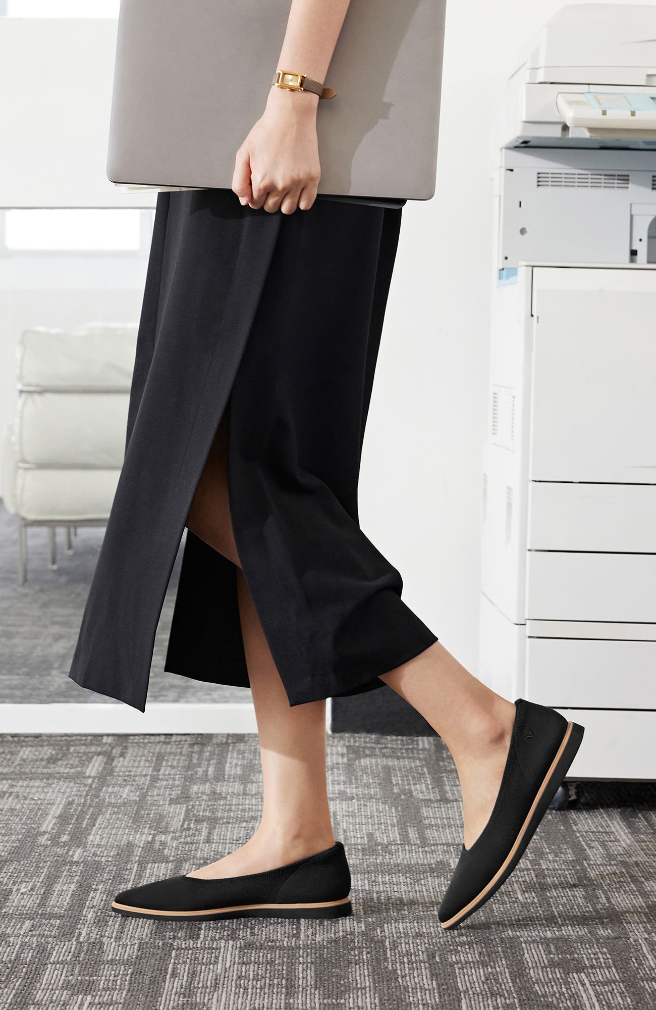 Pointed-Toe All-Day Standing Flats, Alternate, color, Black