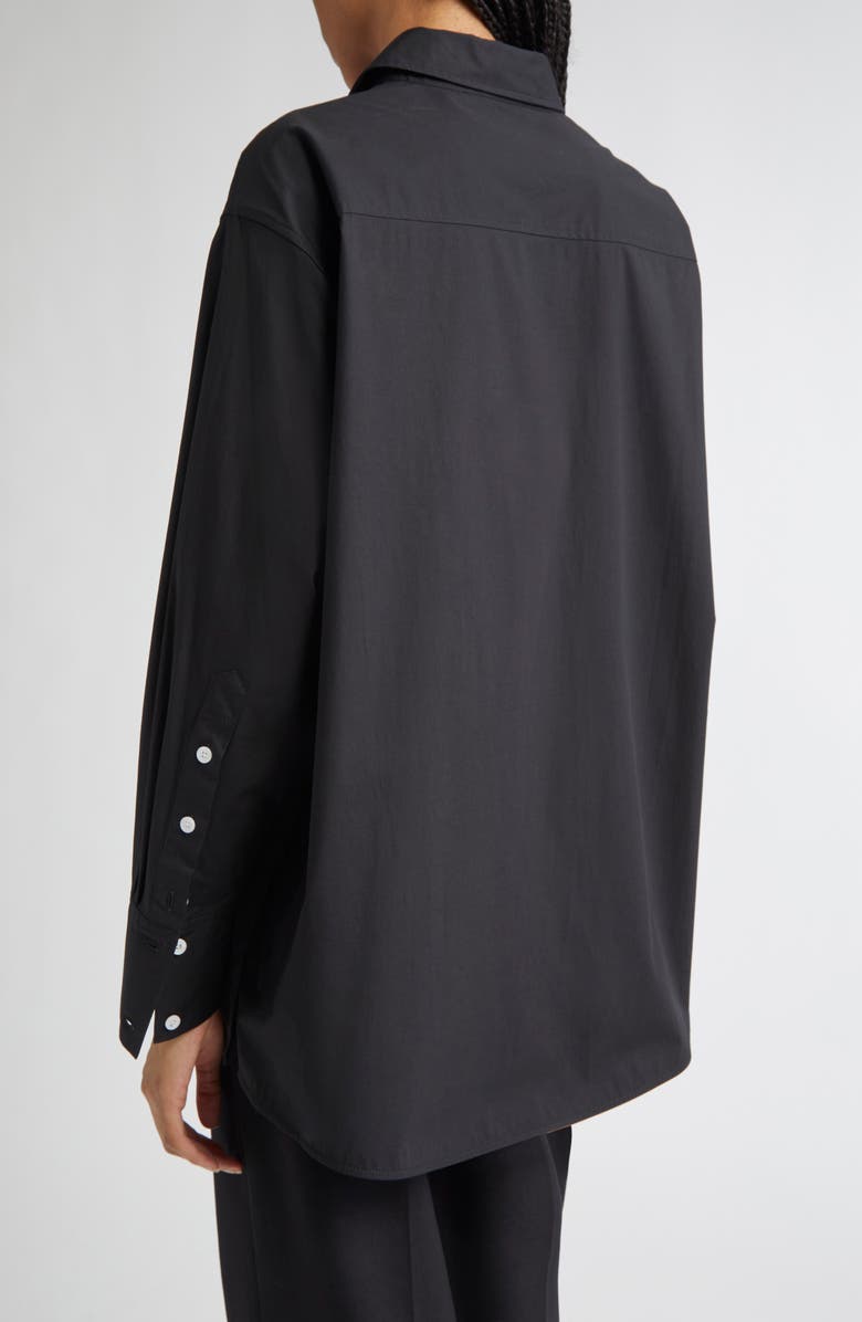 Proenza Schouler Addy Cotton Stretch Poplin Button-Up Shirt, Alternate, color, Black