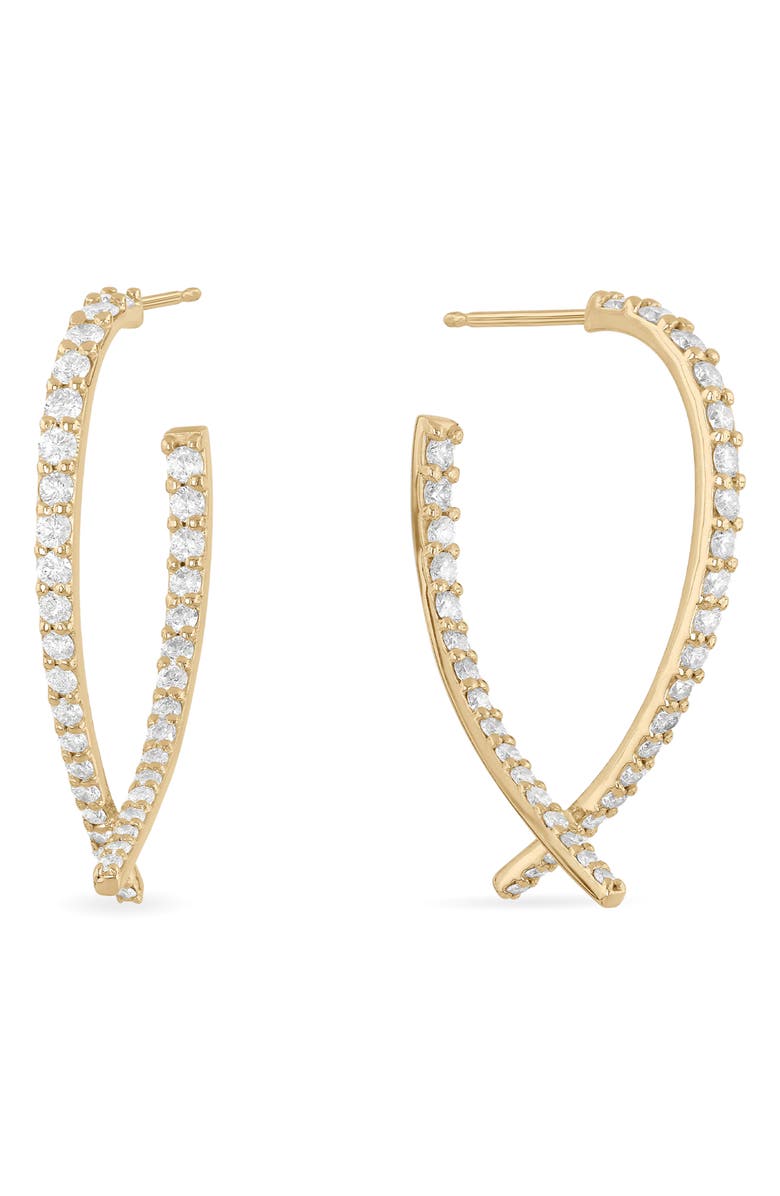 LANA 14K Gold Small Diamond Upside Down Hoop Earrings, Main, color, Yellow Gold