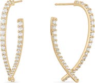 LANA 14K Gold Small Diamond Upside Down Hoop Earrings