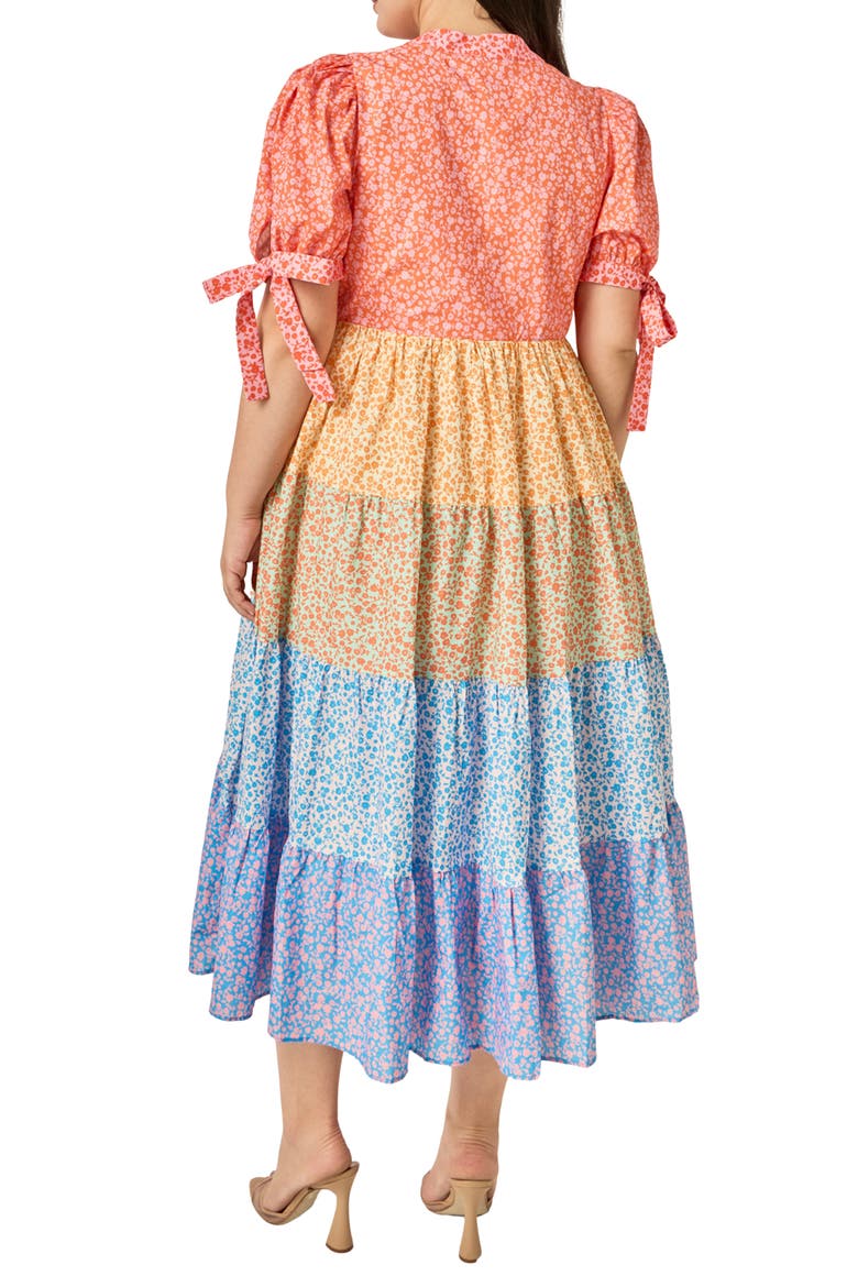 Colorblock Printed Midi Dress, Alternate, color, MULTI
