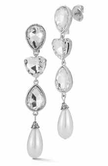 GLAZE JEWELRY Cubic Zirconia & Faux Pearl Link Drop Earrings
