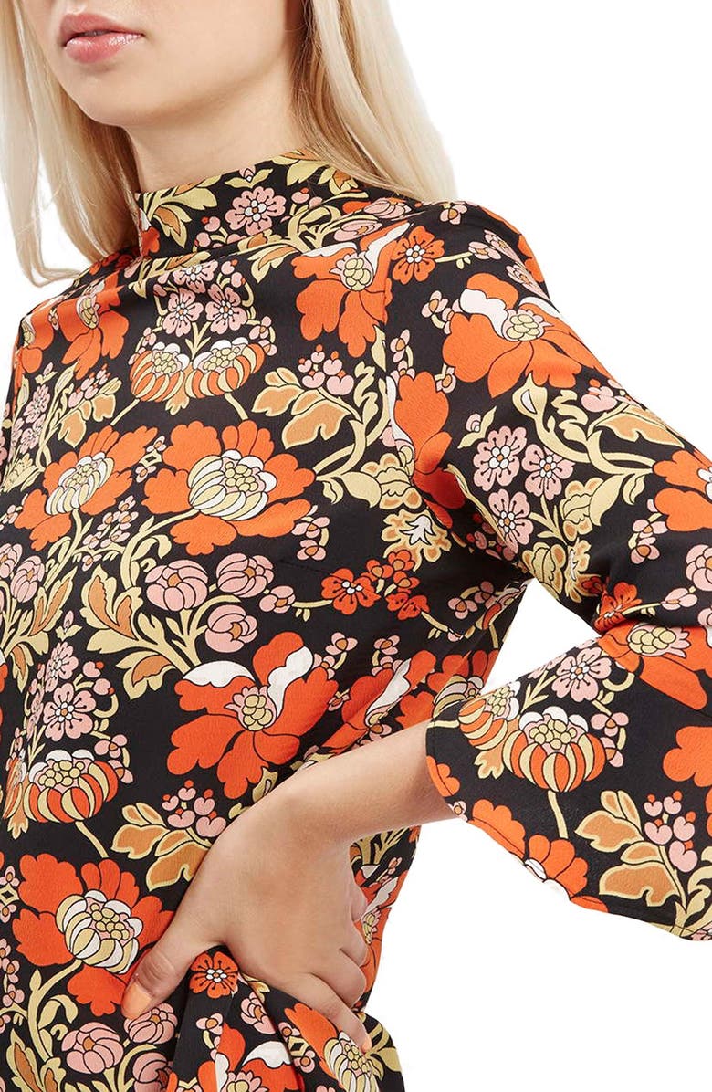Topshop Floral Print High Neck Top, Alternate, color, 