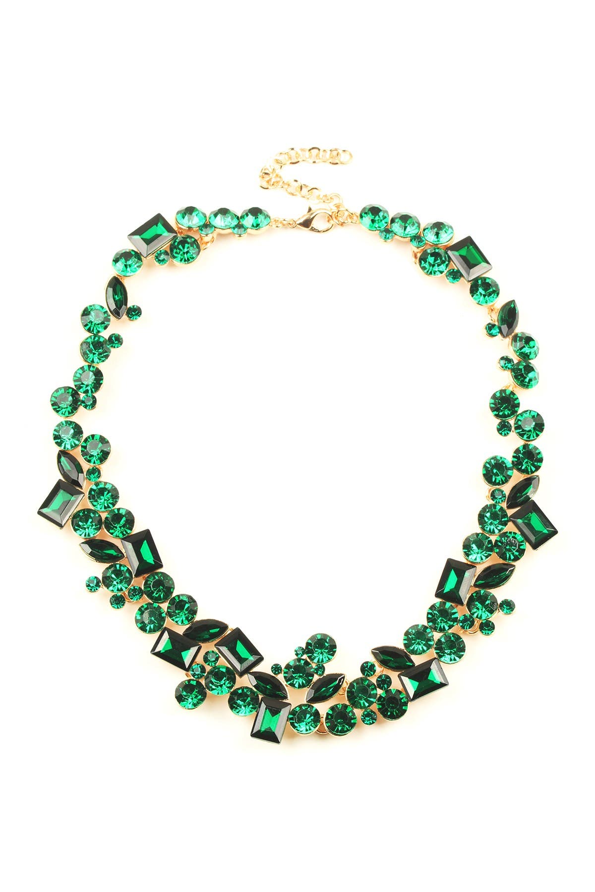 EYE CANDY LOS ANGELES Multi Shape Green Crystal Cluster Collar Necklace