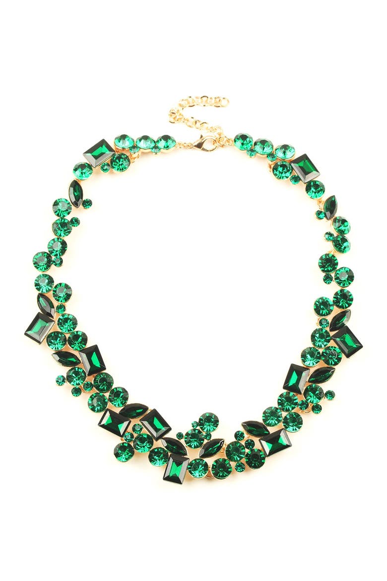 Multi Shape Green Crystal Cluster Collar Necklace, Main, color, GREEN