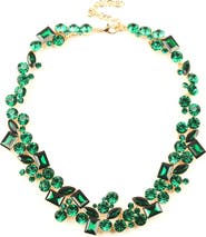 EYE CANDY LOS ANGELES Multi Shape Green Crystal Cluster Collar Necklace