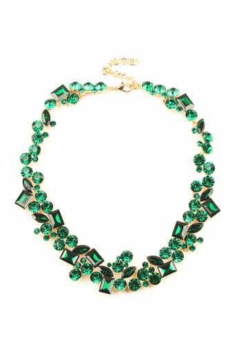 EYE CANDY LOS ANGELES Multi Shape Green Crystal Cluster Collar Necklace