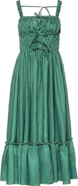 Vasiliki Amara Ruched Midi Linen Dress