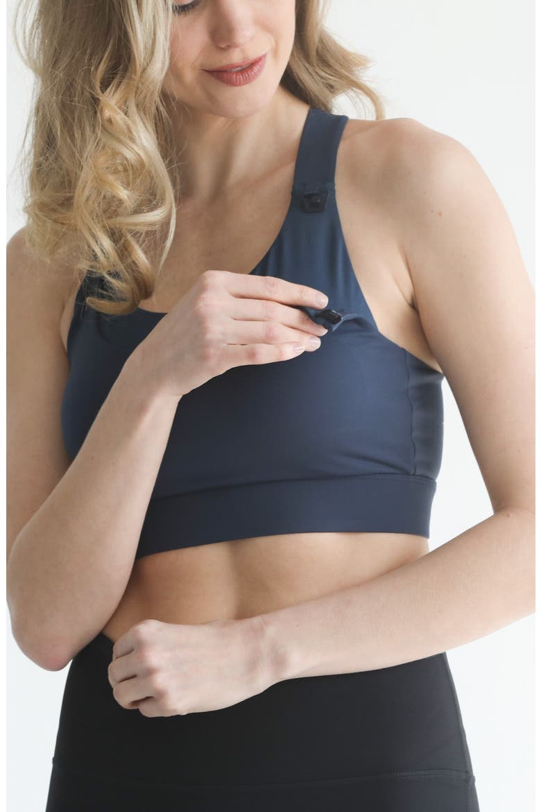 Venice High Impact Full Coverage Nursing Sports Bra, Alternate, color, Navy