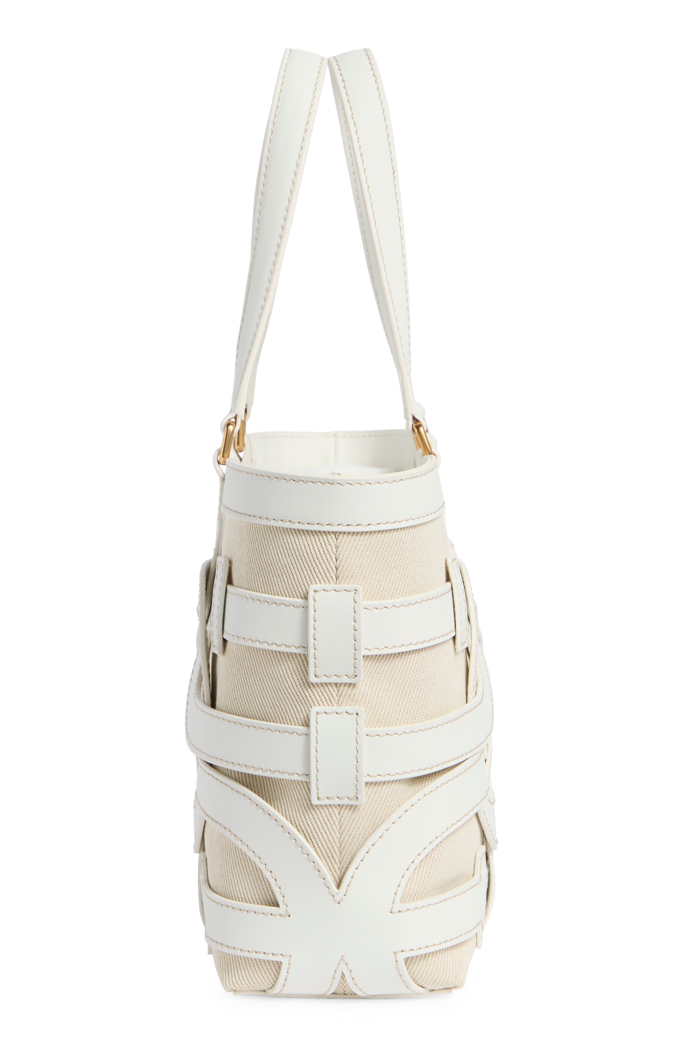 Sam Edelman Bay Small Dye Cut Leather Tote Bag, Alternate, color, Eggshell