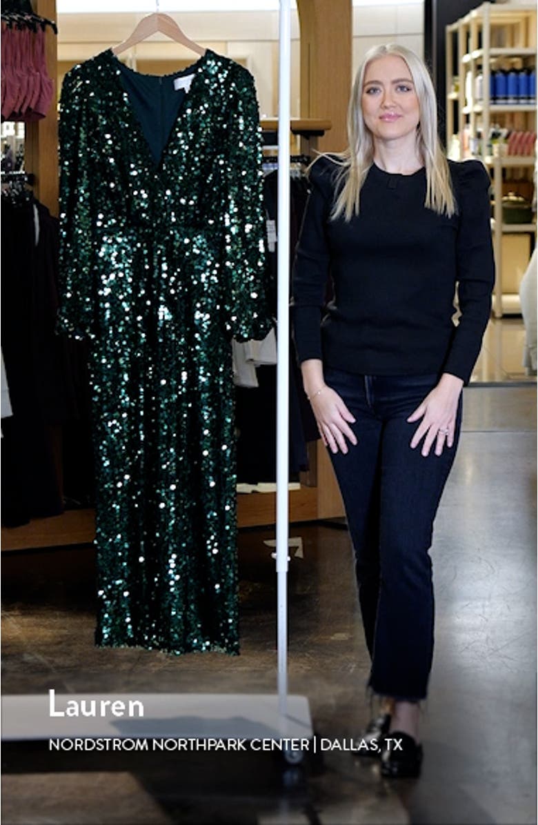 The Carrie Sequin Long Sleeve Gown, sales video thumbnail